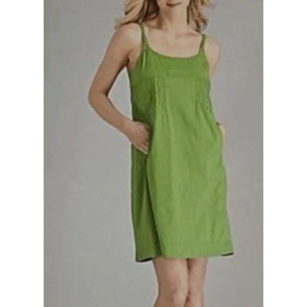 Eileen Fisher Dress XL Linen Blend Adjust Spaghetti Straps Slip Boho Pockets EUC